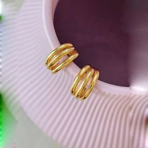 Pendientes de Aro Triples Pequeños de Oro Amarillo de 18 Quilates, Diseño Italiano de Lujo Xinfly, Resistentes al Agua y al Deslustre, para Damas y Niñas - Product Image 3