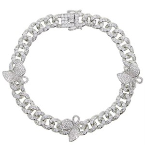 Chaîne de cheville cubaine en zircon glacé avec motif feuille pour femme - Plaqué or/or rose, réglable, inaltérable, bijou de mode pour le quotidien et les soirées - Product Image 6