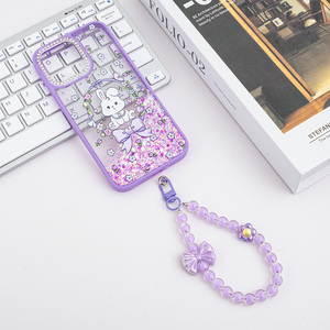 <span class=keywords><strong>Coque</strong></span> de téléphone design en carton avec bracelet de perles pour <span class=keywords><strong>iPhone</strong></span> 17 16 15 Diamond Glitter Fancy Mobile Covers pour dames Vente en gros - Product Image 1