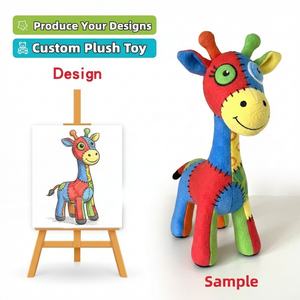 Peluches d'anniversaire personnalisées, jouets en peluche <span class=keywords><strong>robot</strong></span> avec logo, bras rayés tie-dye, poupée en tissu de coton avec estampage doré - Product Image 6