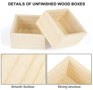 Caja de madera de platano pequeña multifuncional sin terminar al por mayor, caja de almacenamiento organizadora de artesanía decorativa - Product Image 3