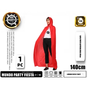 Mantella da parrucchiere da 140CM con cappuccio in maglia rossa #82014 - Product Image 1