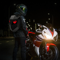 Cool LED Mask Eyes Motociclismo Negro Mochila de gran tamaño Al Aire Libre Long Traveling Night Glowing LED mochila