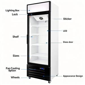 Réfrigérateur-congélateur commercial à refroidissement direct, vitrine réfrigérée en verre trempé avec éclairage LED pour boissons - Product Image 3