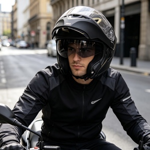 Nouveau casque de moto à visière relevable noir et or, double visière, coque ABS, ouvert, homologué DOT, toutes saisons, avec intérieur amovible - Product Image 6