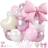 Kit de guirlande de ballons en aluminium Cœur et Étoile, Ensemble de ballons Macaron pour Anniversaire de Fille, Saint-Valentin, Baby Shower, Décoration de Fond de Fête de Mariage