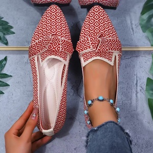 Women's Plus Size Fashion Printed Pointed Toe Slip-On Mesh <b>Flats</b> Winter Autumn Spring <b>Summer</b> Casual Shoes with Bow PU Insole - Product Image 5
