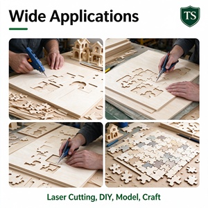 Contrachapado de tilo de 1.5mm 920x920mm (3x3 pies), láminas de tilo de 3 capas para corte láser, grabado CNC y modelismo DIY - Product Image 5