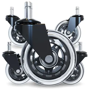 Roulette transparente en PU de 2.5 pouces roue universelle tige d'insertion roue de meuble roue de chaise silencieuse résistante à l'usure
