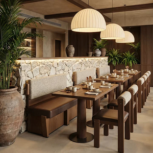 Conjunto <span class=keywords><strong>de</strong></span> Muebles <span class=keywords><strong>de</strong></span> Bar para Restaurante Temático Moderno, Sofá <span class=keywords><strong>de</strong></span> Pared, Mesa <span class=keywords><strong>de</strong></span> Comedor, Silla, Uso Comercial, Cuero PU, para Sótano <span class=keywords><strong>de</strong></span> Hotel - Product Image 4
