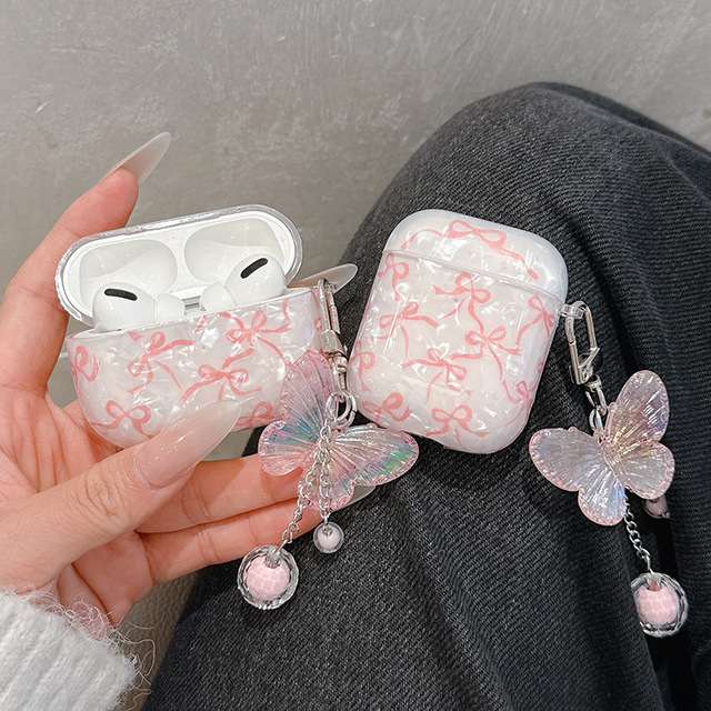 Shell Pattern Bow for Airpodspro2 Earphone case Suitable for Apple 3rd and 4th Generation Earphone Protective Cover