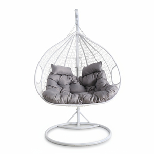 Letsgo-<span class=keywords><strong>Columpio</strong></span> de mimbre moderno para jardín, silla colgante con asiento de cojín impermeable para 2 personas - Product Image 4