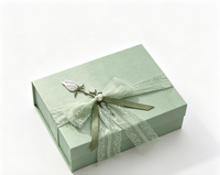 Boîte cadeau élégante en papier texturé avec fermeture magnétique en dentelle, emballage de luxe, décoration florale, étui pour foulard, bijoux