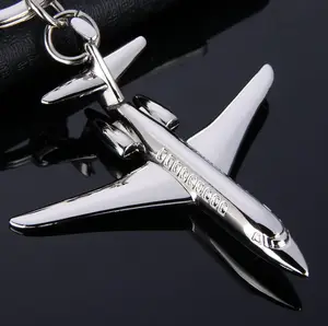 Üretim yapılmış özel hatıra metal anahtarlık gümüş çinko alaşım uçak anahtarlık