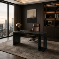 Bureau moderne en marbre noir et or sur mesure avec surface polie, durable, écologique et imperméable pour les projets d'hôtels et de villas