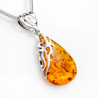 Maßgefertigte Schmuck-Halskette mit Natürlichem Rohbernstein, S925 Sterlingsilber Vergoldeter Wassertropfen-Anhänger, Klassischer OEM ODM Schmuck