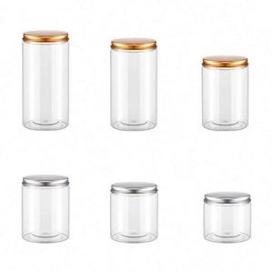 MAIRUN MBST-047 300ml/500ml/1000ml Clear BPA-Free PET Wide Mouth Storage <b>Jar</b> Aluminum Screw Cap Custom Color Skin Care Cream - Product Image 5
