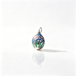 Breloques en émail argentées style <span class=keywords><strong>James</strong></span> Avery, œuf de Pâques rose et bleu, pendentif cœur rouge, pour la fabrication de bijoux DIY, bracelet, cadeau - Product Image 3