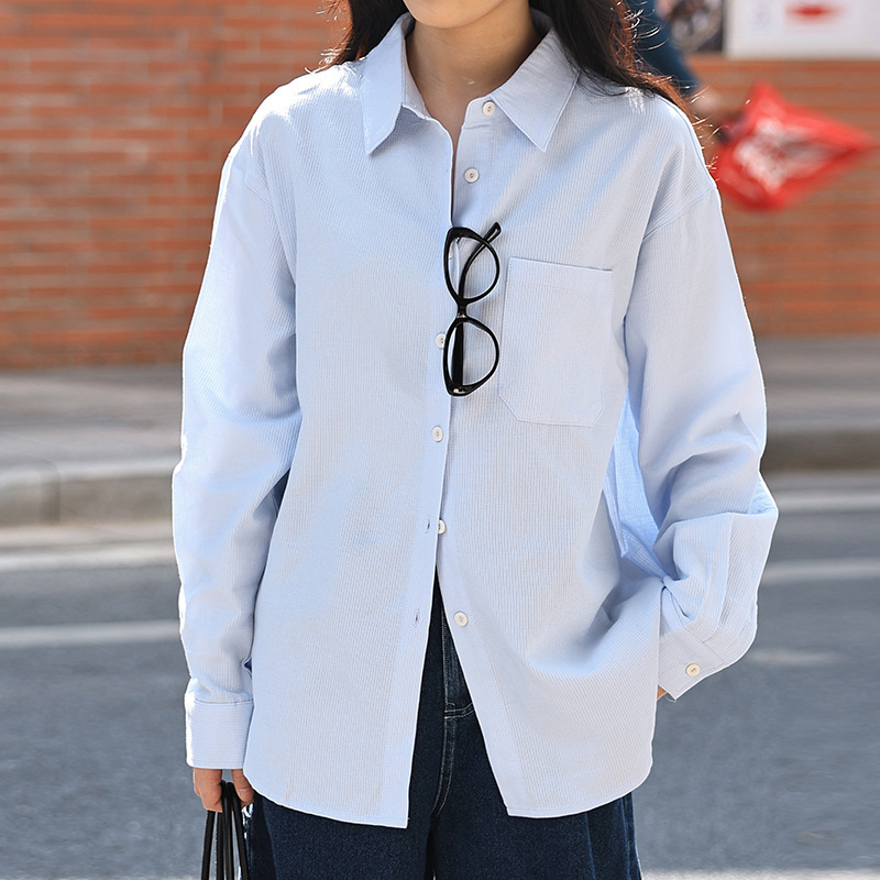 Women s Vertical Stripe Shirt Loose