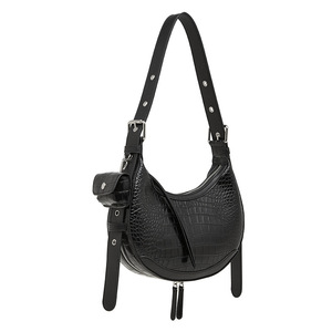 Bolsos de Cuero de Diseño de Lujo – Bolso de Hombro para Mujer con Estampado de Cocodrilo Marrón y Bolsillo Lateral, Cuero Genuino Directo de Fábrica - Product Image 1
