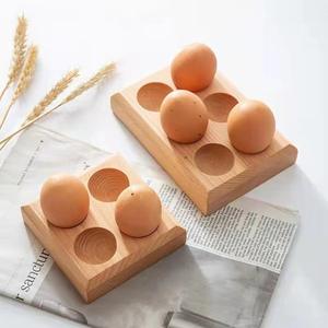 Plato de huevos rellenos de madera de acacia 4/6/12 rejillas bandeja de huevos de 24 agujeros para Cocina - Product Image 4