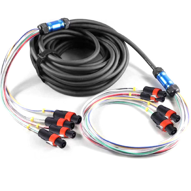 4-Channel 4~6~8-Core Line Array Speaker Cable SpeakON Male-Male Rubber Jacketed Bare Copper Conductor High Quality Elastic