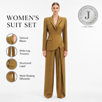 Ensemble de tailleur sur mesure pour femme : Blazer ajusté et pantalon large – Tenue professionnelle élégante – Faible MOQ pour acheteurs en gros