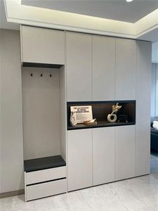 Mueble Zapatero Moderno con Asiento, Tamaño Personalizado, Material de Madera Maciza, Ecológico, para Sala de Estar o Villa - Product Image 3