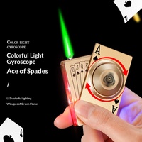 Nouveauté : Briquet coupe-vent rotatif en forme de poker, flamme verte, cadeau créatif pour homme
