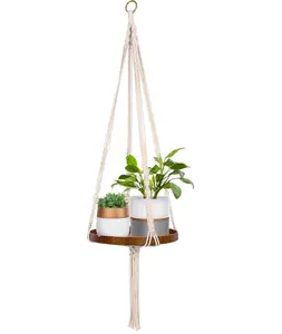 Macrame Plant Hanger Indoor Hanging Planter Shelf for Decorative Flower Pot Holder with Boho Bohemian Home Decor