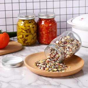 High Quality 380ml Glass Food Jar <b>Clear</b> Cylinder <b>Container</b> with Aluminum Lid for Fruit Sugar Cookie Snack Salad Storage - Product Image 5