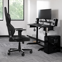 Fauteuil de jeu inclinable de style exécutif moderne, ergonomique, pivotant, réglable, en cuir PU, avec accoudoirs 2D et base métallique