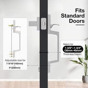 Poignée de porte extérieure moderne en nickel satiné, en zinc, design réversible ambidextre pour porte d'entrée - Product Image 4