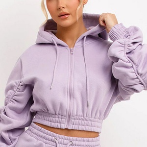 Conjunto de Chaqueta Corta y Pantalones Cortos de Algodón para Mujer, de Alta Calidad, de 2 Piezas, con Bordado y Estampado, Estilo Cortavientos, con Cremallera, Talla Grande, para Otoño - Product Image 5