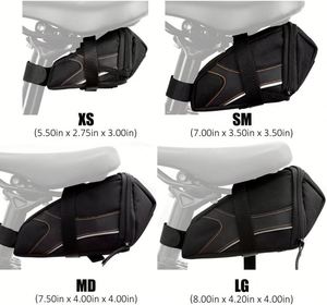 Sacoche de selle de vélo noire tendance, imperméable, avec sangle, design réfléchissant, pour sports de plein air, cyclisme, taille personnalisable, logo personnalisé, MOQ - Product Image 2