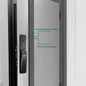 Serrure intelligente avec caméra de surveillance infrarouge HD, fabrication sur mesure, vente en gros, noir, moka, brun, carte NFC, empreinte digitale, veine palmaire - Product Image 4