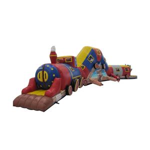 Parcours d'obstacles gonflable géant en forme de petit train mignon, pour événements sportifs en plein air, fabriqué en Chine, tente durable en PVC - Product Image 1