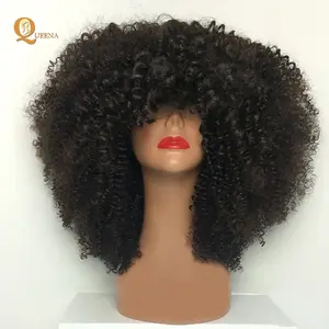 11A Remy Korte Afro Kinky Lace Menselijk Virgin Haar Dame Ster Lace Front Pruiken Met Bun