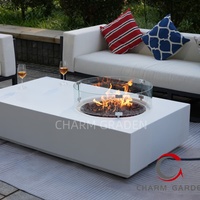 Table de foyer extérieur moderne en béton avec design portable au gaz