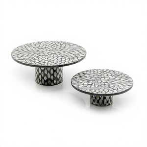 Wood And Mother Of Pearl Cake Stand With <b>Prime</b> Quality Round Shape <b>Chocolates</b> Serving Stand By Home Arts - Product Image 1