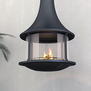 Cheminée suspendue centrale de luxe pour la maison, poêle à <span class=keywords><strong>bois</strong></span> d'intérieur avec enceinte en verre transparent - Product Image 3