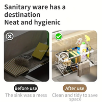 Égouttoir de cuisine en acier inoxydable avec support pour éponge, accessoire en métal durable