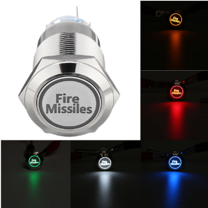 12V 19mm 5 पिन चांदी आग मिसाइलों धातु क्षणिक पुश बटन स्विच प्रकाश का नेतृत्व किया - Product Image 6