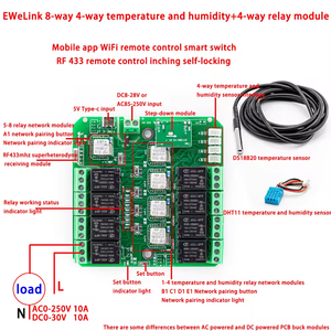 Ac 85V-250V 8 kênh EweLink 4 cách nhiệt độ và độ ẩm + 4 cách chuyển tiếp không dây Wifi RF433 điều khiển từ xa chuyển đổi thông minh - Product Image 3