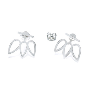 Boucles d'oreilles clous créatives en acier inoxydable EManco, motif floral ajouré, personnalisées pour femme - Product Image 4