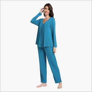 Neck Short Sleeve <b>Women's</b> Sleepwear Wholesale Organic Cotton Pajama <b>Sets</b> Bamboo Modal Soft Breathable <b>Thermal</b> Quick Dry Button - Product Image 3