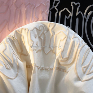 เสื้อยืดสีขาวทรงหลวมพิมพ์ลายพัฟฟ์ แบรนด์คุณภาพสูง สไตล์สตรีทแวร์ เนื้อผ้าหนา สำหรับผู้ชาย - Product Image 3