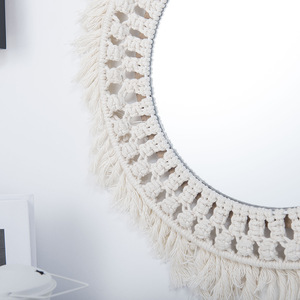 <b>Round</b> <b>Wall</b> <b>Mirror</b> With Macrame Frame Decorative Hanging <b>Mirror</b> For Living Room Entryway Home Decor - Product Image 2