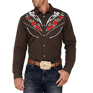 Primavera e autunno camicia da uomo stampata alla <span class=keywords><strong>moda</strong></span> americana stile occidentale stampata camicia a maniche lunghe per gli uomini - Product Image 2