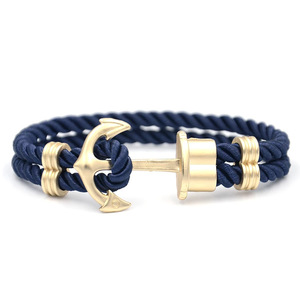 Pulsera de Cuero Unisex Moderna con Diseño de Cruz y Ancla Dorada de Varias Capas, Pulseras y Brazaletes para Hombre con Forma Geométrica - Product Image 2